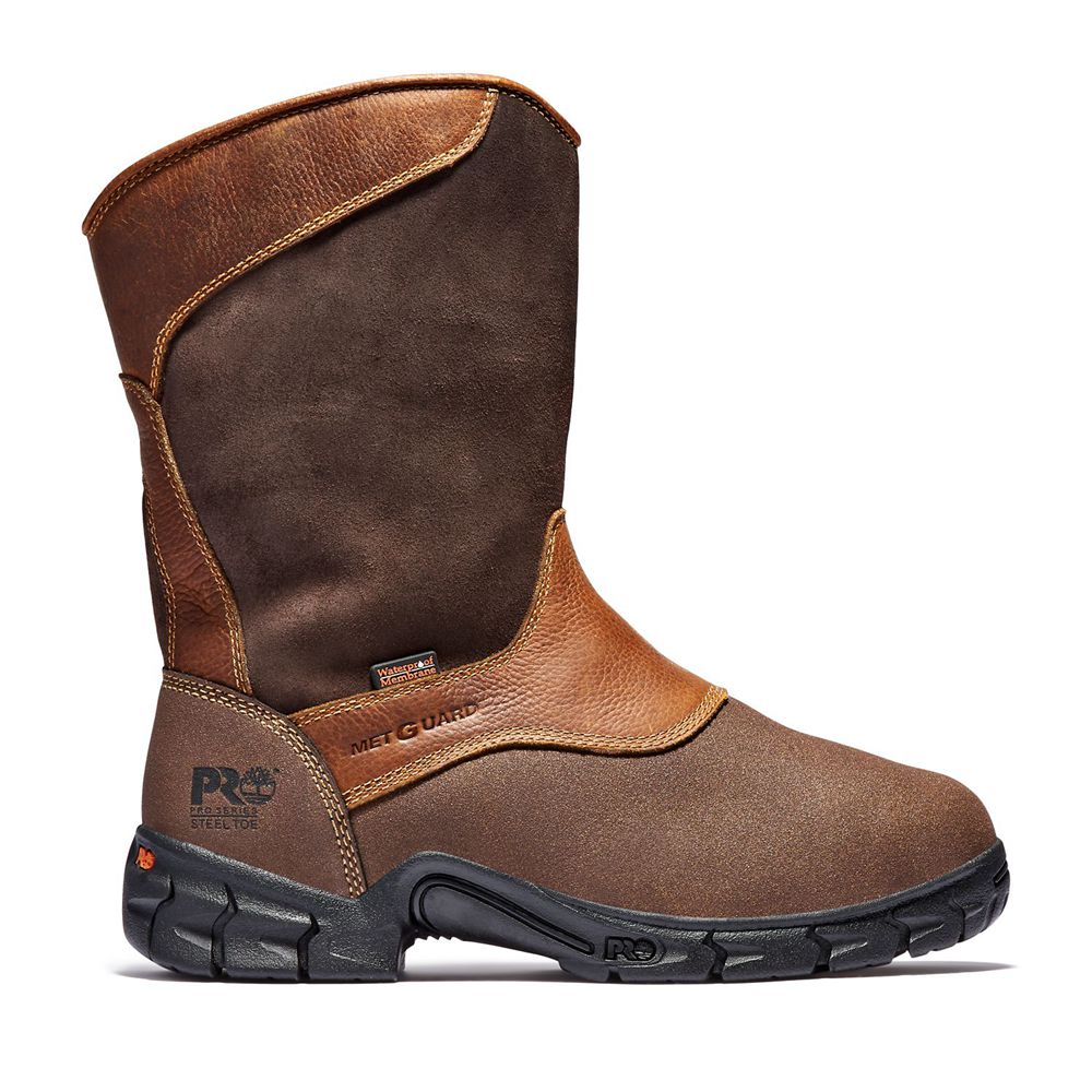Timberland Mens Pro Boots Excave Wellington Met Guard Steel Toe - Brown - India LI4056291